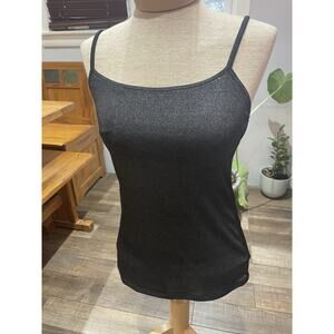 Black Express Shimmer Tight Fitted Adj Straps Cami Tank Top SP Going Out Top